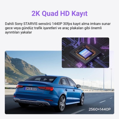 Viofo WM1 2K 30FPS QHD Sony Starvis Sensör Wifi GPS'li Araç Kamerası - 6