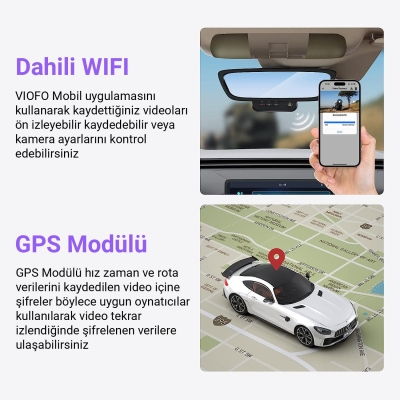 Viofo WM1 2K 30FPS QHD Sony Starvis Sensör Wifi GPS'li Araç Kamerası - 4