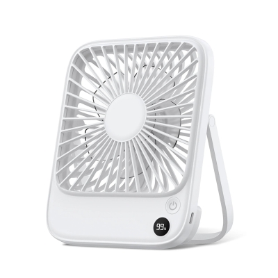 Warmco D2 5000mAh Şarjlı Masaüstü Vantilatör Dijital Göstergeli Taşınabilir Ultra İnce Soğutucu Fan Beyaz - Warmco
