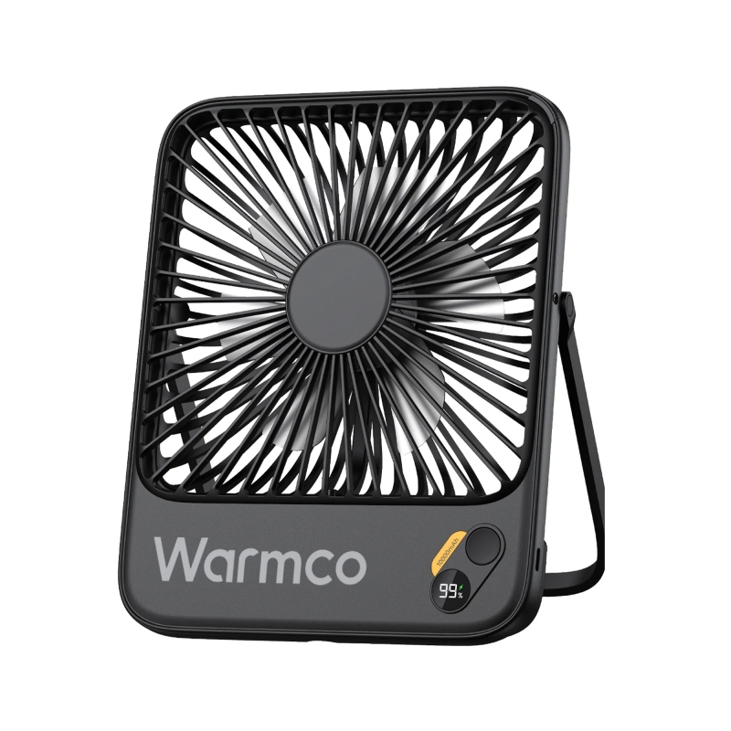 Warmco D3 10000mAh Şarjlı Masaüstü Vantilatör Dijital Göstergeli Taşınabilir Powerbank Soğutucu Fan Siyah - 1
