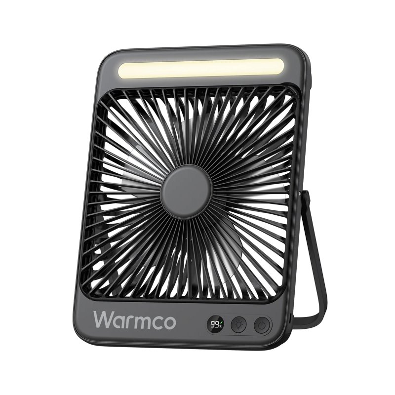 Warmco D4 20000mAh Şarjlı Masaüstü Vantilatör Dijital Göstergeli LED Işıklı Taşınabilir Powerbank Soğutucu Fan Siyah - 1