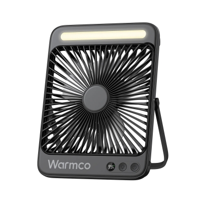 Warmco D4 20000mAh Şarjlı Masaüstü Vantilatör Dijital Göstergeli LED Işıklı Taşınabilir Powerbank Soğutucu Fan Siyah - Warmco