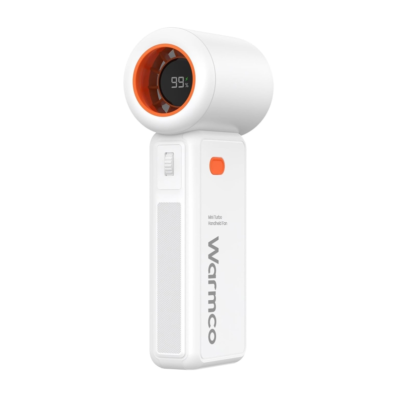 Warmco H1 15000 RPM Turbo El Vantilatörü 5000 mAh Şarjlı Dijital Göstergeli Mini Soğutucu Fan Beyaz - 1