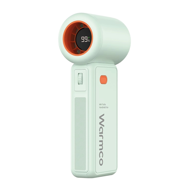 Warmco H1 15000 RPM Turbo El Vantilatörü 5000 mAh Şarjlı Dijital Göstergeli Mini Soğutucu Fan Yeşil - 1