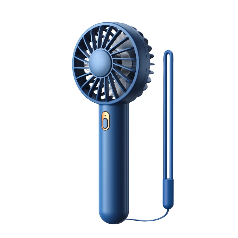 Warmco K30 Taşınabilir Şarjlı Mini El Vantilatörü 1800mAh 3 Kademeli Standlı Soğutucu Fan Lacivert - 1