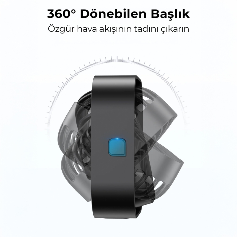 Warmco K51 Masaüstü Vantilatör 3 Kademeli 360° Döner Başlıklı USB Kablolu Soğutucu Fan Siyah - 3