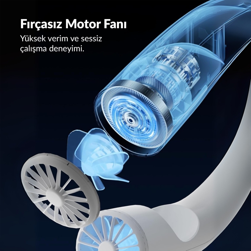 Warmco N1 Boyun Vantilatörü 10000mAh Şarjlı Dijital Göstergeli 4 Kademeli Taşınabilir Soğutucu Fan Beyaz - 2